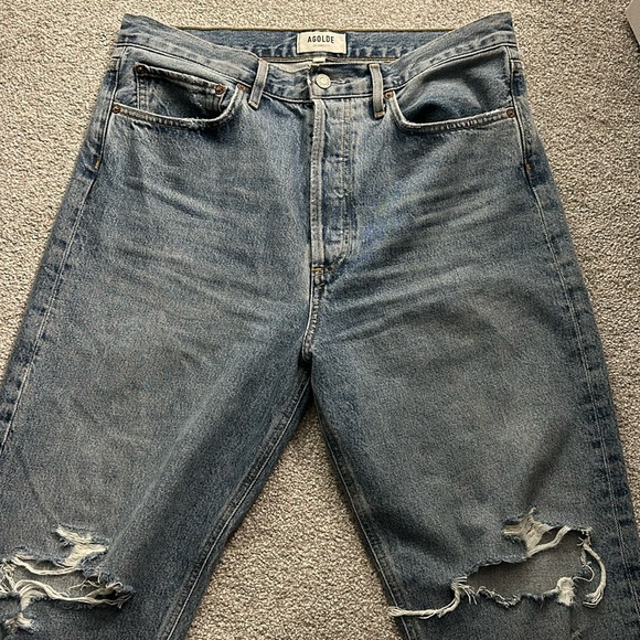 AGOLDE 90's Crop Mid Rise Loose Fit Jean - Blue Size 29 - Picture 2 of 4